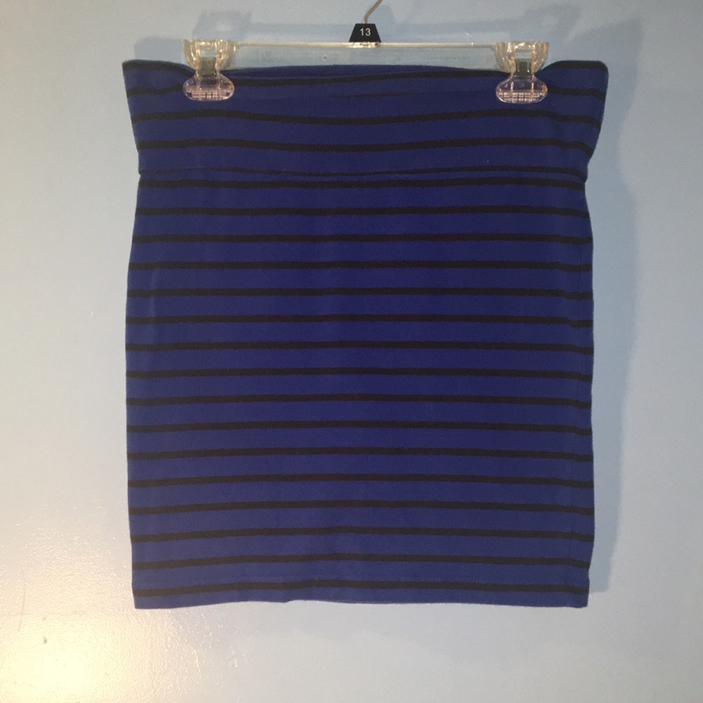 Blue and black striped pencil skirt